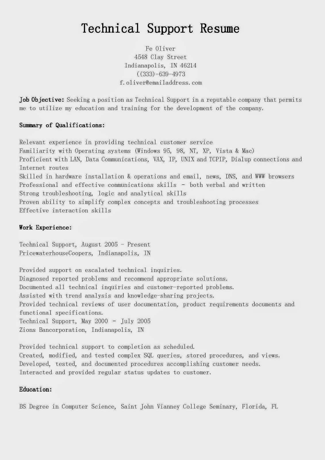 Resume for application support manager